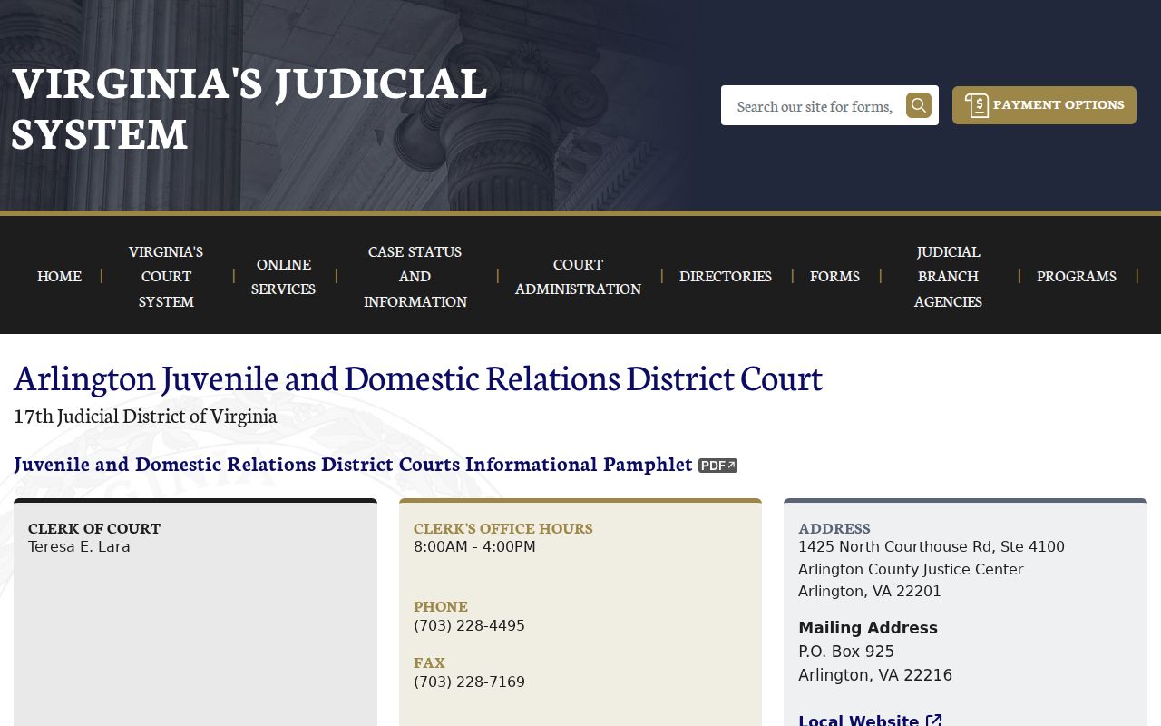 Arlington County bench warrant calendar reference for Juvenile and Domestic Relations Court